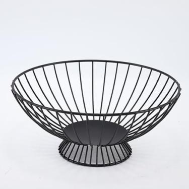 Imagem de Cesta de frutas de arame de ferro de metal tigela de frutas criativa elegante prato de camada única cozinha cesta de frutas suporte tigelas de frutas para os balcões tigela de frutas de metal para