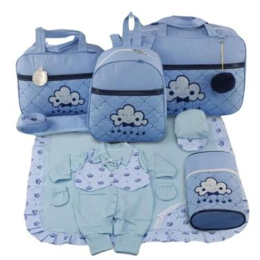 Imagem de Kit bolsa maternidade 5 peças nuvem azul + saida maternidade - LET BAB