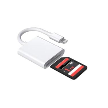 Imagem de Adaptador 2 em 1 Leitor de Cartão SD/TF, com entrada compatível com iOS 13+, Suporta até 512GB, Plug and Play