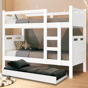 Imagem de Beliche com Cama Auxiliar Treliche Jaspe Fênix 3 Camas (Branco)
