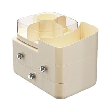 Imagem de KiBcsLic Organizador de Mesa Giratório 360°, Porta-canetas, Organizador de Papelaria, Caixa de Armazenamento, Porta-pincéis de Maquiagem