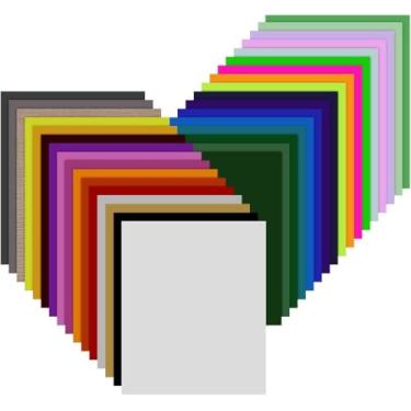 Imagem de Pacote de vinil de transferência de calor - pacote com 43 30,5 cm x 25,4 cm PU ferro em vinil para camiseta, vinil HTV de 32 cores sortidas para máquina de prensa térmica - fácil de cortar, remover
