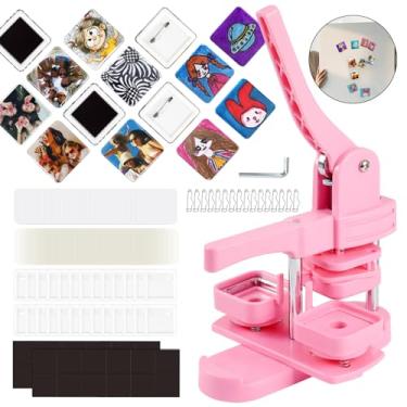 Imagem de Goodcrafter Máquina de fazer ímãs, 2 em 1 ímã de geladeira e máquina de fazer botões, 50 mm/1,97 polegada imãs quadrados máquina de fazer crachá com 550 peças livres (inclui 50 pinos)