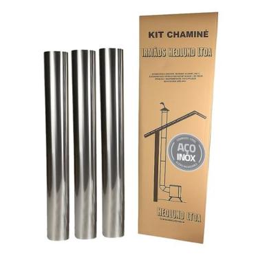 Imagem de Kit 3 Canos 1m Inox Ø 110mm Para Chaminé Fogão à Lenha Lareira - N1 He