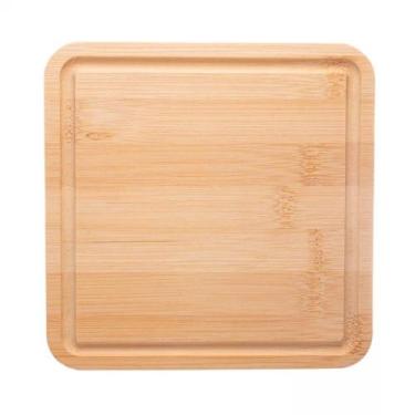 Imagem de Tábua De Bambu Square 17x1cm Lyor Servir Petiscos Quadrada Com Cava Bu