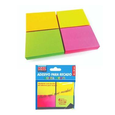 Imagem de Adesivo p.recado 38x50 neon cores c.100fls - KAZ