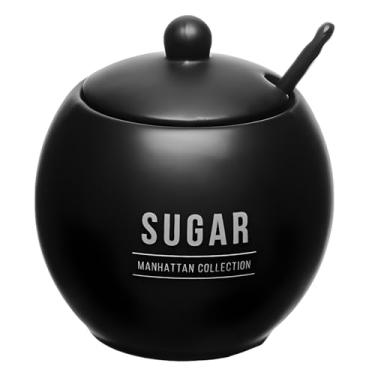 Imagem de Açucareiro com Colher em Porcelana Manhattan Preto 350ml