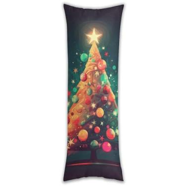 Imagem de Capa de travesseiro de corpo de árvore de Natal brilhante, ultrafina, respirável, longa, 137 x 50 cm, fronha decorativa com zíper oculto para sofá de quarto