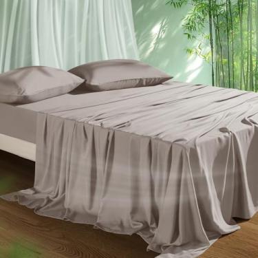 Imagem de Conjunto de lençóis refrescantes tamanho casal, viscose derivada de bambu para quem dorme quente | Bolso profundo de até 38 cm | Roupa de cama macia e respirável - 4 peças (completo, rosa claro)