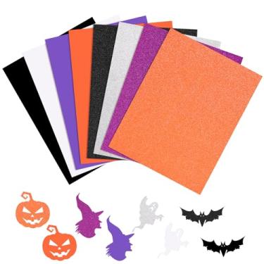 Imagem de 60 folhas de cartolina de Halloween, 21,5 x 28 cm, porta-cartões com glitter, preto, branco, roxo, laranja, papel de construção para artesanato de Halloween, convites, cartões comemorativos, escola
