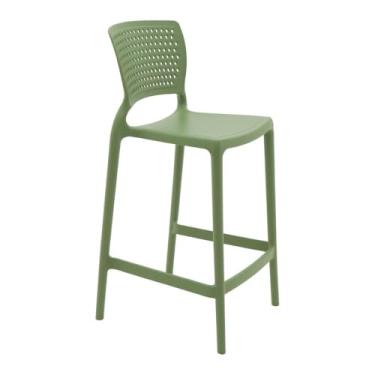 Imagem de Banqueta Alta para Cozinha Tramontina Serena Verde Oliva em Polipropileno com Proteção Antimicrobiana