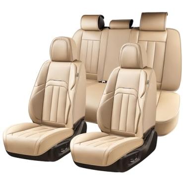 Imagem de Coverado Capa de assento de carro, capa para assento completo de carros, couro premium, protetores de assento impermeáveis de ajuste universal, almofada de assento de carro antiderrapante para a