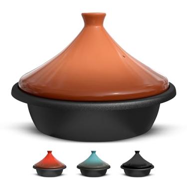 Imagem de Kook Moroccan Tagine, Enameled Cast Iron Cooking Pot, Tajine with Ceramic Cone-Shaped Closed Lid, 3.3 QT (Terracotta)