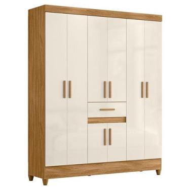 Imagem de Guarda Roupa Casal Portugal 8 Portas Freijó Off White - Moval