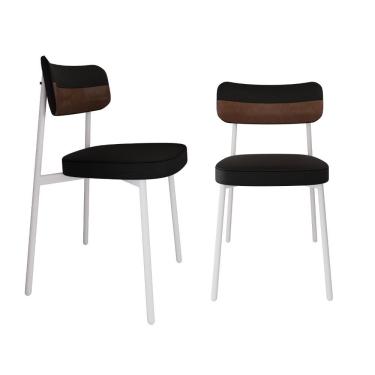 Imagem de Cadeira Alloa Fixa C/4 Pés 50 X 44,7 X 83,8 Cm C/2 Un. Corriente Preto/courino Whisky Corriente Preto/courino Whisky