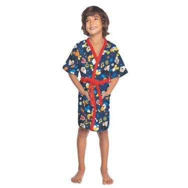 Imagem de Roupão Aveludado Infantil Quimono Estampado Mickey P Com 1 peça