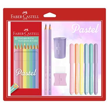 Imagem de Kit Tons Pastel, Faber-Castell, KIT/PASTEL, Lápis de Cor + Canetinhas + Borracha + Apontador + Grafite