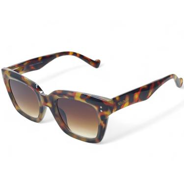 Imagem de Óculos De Sol Feminino Retangular Original Proteção Uv400 Polarizado Estilo Onça Armação Tartaruga Praiano + Case Rígida E Limpa Lentes