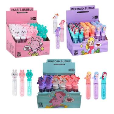 Imagem de Kit Lança Bolha De Sabão Com 24 Peças Brinquedo Lembrancinha de Festa Infantil Sacola Surpresa (Azul - Unicórnio)