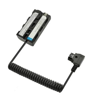 Imagem de LSYRIA Bateria falsa NP F550 para D-Tap Ptap macho cabo de alimentação enrolado para monitor Sony NP F550/570/970 Atomos Ninja V Shogun (versão normal), 81 cm
