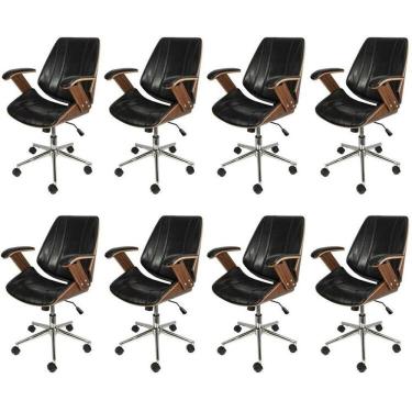 Imagem de Kit 8 Cadeiras Para Escritório Diretor Bergen Baixa 3331 Preto