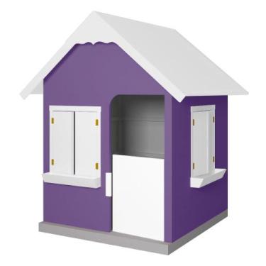 Imagem de Casinha De Brinquedo Com Floreiros MDF Lilás/Branco L12 - Criança Feli