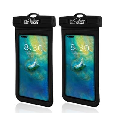 Imagem de Elrvaga Pacote com 2 bolsas de telefone IPX8 à prova d'água para iPhone 16/15/14/13 Pro Max Plus (7,2 polegadas) - natação, mergulho, mergulho com snorkel, à prova de neve - bolsa seca para fotografia