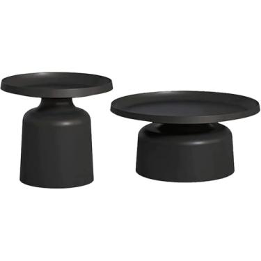Imagem de Nova Mesa De Centro Redonda De Ferro Forjado Simples Combition Tea Side Light Luxury End Table Bedside Rack Sofá Side Cocktail Sofa Table