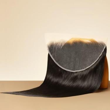 Imagem de Triippy Cabelo cru 13x6 HD Lace Encerramento Liso Menos Queda do Cabelo Virgem Comum, 0,10 mm Ultra-Fino 13x6 Real HD Suíço com 100% Cabelo Humano Cambojano cru (50 cm)