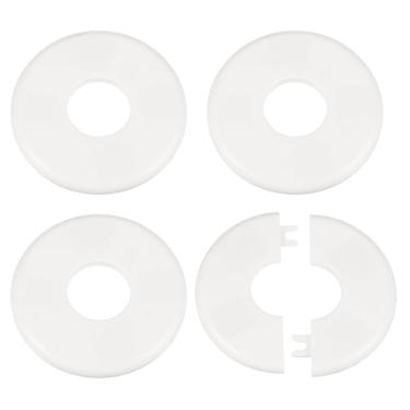 Imagem de HARFINGTON 4 peças flange dividida na parede 33,5 mm/1,3" placas de cobertura de encanamento autoadesivas plástico ABS placa redonda design de fivela para tubo de água banheiro decoração de cozinha