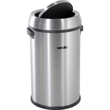 Imagem de Lixeira Redonda 65 Litros Inox Tampa Basculante Vonder