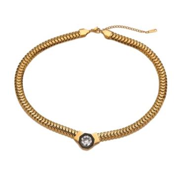 Imagem de Colar masculino punk de aço inoxidável com corrente grossa banhada a ouro 18K, acessórios de joias hip hop, Metal, Zircônia cúbica