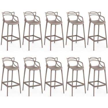 Imagem de Kit 10 Banquetas Allegra Com Encosto Design Cozinha/bancada - Fendi