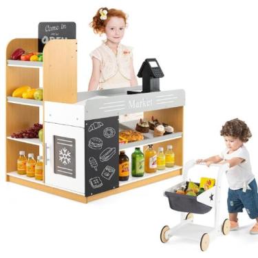 Imagem de Supermercado Playset Costzon com carrinho de compras de mais de 3 anos