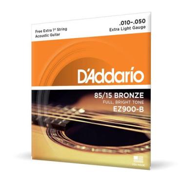 Imagem de Encordoamento Para Violão Aço .010-.050 Com Corda Extra PL010 D'Addari