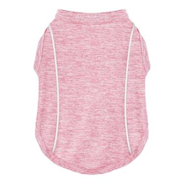 Imagem de Fique seguro à noite: camisa e regata para cães com tiras refletivas elegantes - roupas macias e respiráveis com proteção solar, secagem rápida, elástico, leve para cães pequenos a grandes, rosa GG