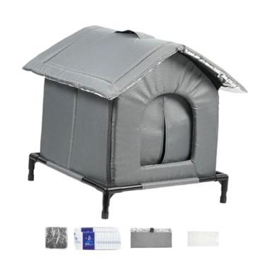 Imagem de IEUDNS Casa para gatos refrescante de verão, cama tipo caverna, à prova de intempéries, suporte, respirável, casa para gatos vadios, condomínio para, S
