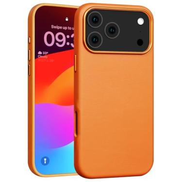 Imagem de Rumwot Capa de couro para iPhone 17 Pro compatível com Magsafe, couro de grão superior, ajuste fino profissional, à prova de choque, botões de metal e moldura de batida da câmera, capa magnética