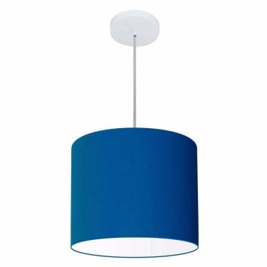 Imagem de Lustre Pendente Cilíndrico Free Lux Para Mesa De Jantar, Sala, Quarto, Churrasqueira E Balcão. Azul-marinho Tam: 30x25cm