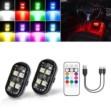 Imagem de LECART Luzes estroboscópicas de LED sem fio com controle remoto, 8 cores, recarregáveis, à prova d'água, anticolisão, luzes de aviso para carro, motocicleta, bicicleta (2 peças)