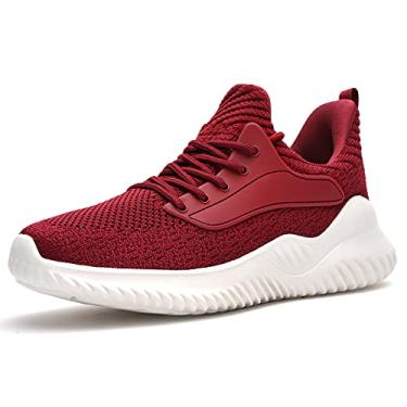 Imagem de Akk Tênis de caminhada feminino – Tênis de corrida sem cadarço, espuma viscoelástica, leve, para trabalho em ambientes internos e externos, Vinho tinto, 7