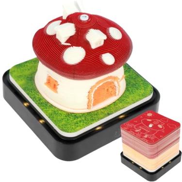 Imagem de Calendário de mesa 3D, bloco de notas criativo com luz LED removível 3D 2025 para decoração de mesa de escritório em casa (vermelho)