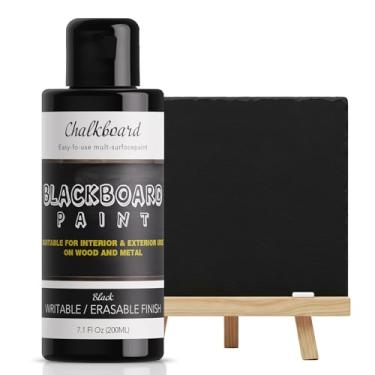 Imagem de Tinta para quadro-negro, tinta de giz preto para madeira, parede, placa de gesso, tinta de decoração de casa para madeira, tinta estilo giz à base de água para móveis de madeira, inodora, secagem