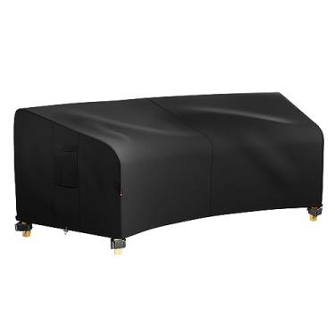 Imagem de iBirdie Capa secional para área externa para sofá de pátio com formato curvo frontal 600D 600D resistente à prova d'água 600D capa de móveis de jardim externa secional