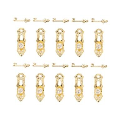 Imagem de RiToEasysports Miniature Crystal Door Lock e Key Conjunto, Decoração da Maçaneta da Porta de Boneca de Liga