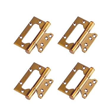 Imagem de HIZEFSOO 4 peças de dobradiças de porta resistentes sem encaixe - 10 x 4 cm fácil de instalar - dobradiças de porta de aço inoxidável - dobradiça de armário de móveis vintage - com parafusos de