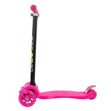 Imagem de Patinete De Criança 3 (Três) Rodas Com Led De Menino Menina Masculino Feminino Infantil Juvenil 6 a 7 8 9 Anos Até 60Kg (Rosa)