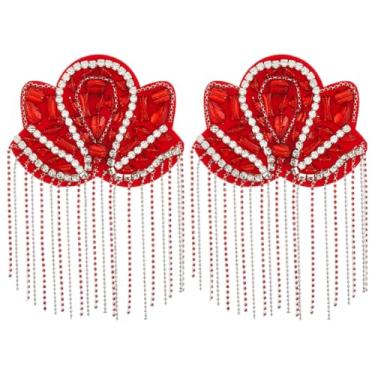 Imagem de SUPERFINDINGS 2 peças de strass borla ombro epaulette ombros retrô strass distintivos de ombro dragona broche pin terno epauletter blazer emblemas para homens mulheres acessórios de pano, 17,4 cm/6,9