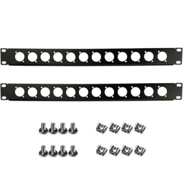 Imagem de Harrisen 2 peças de painel de rack articulado, 1U12D XLR HDMI painel de montagem em rack de áudio para servidor de gabinete de áudio de 48.3 cm equipamento de computador estúdio