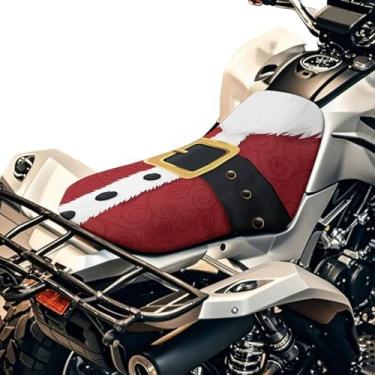 Imagem de SEANATIVE Roupas de Papai Noel, capas de assento de quadriciclo, capa de assento de quatro rodas, impermeável, de poliéster, ajuste universal para a maioria dos quadriciclos, macio, antiderrapante